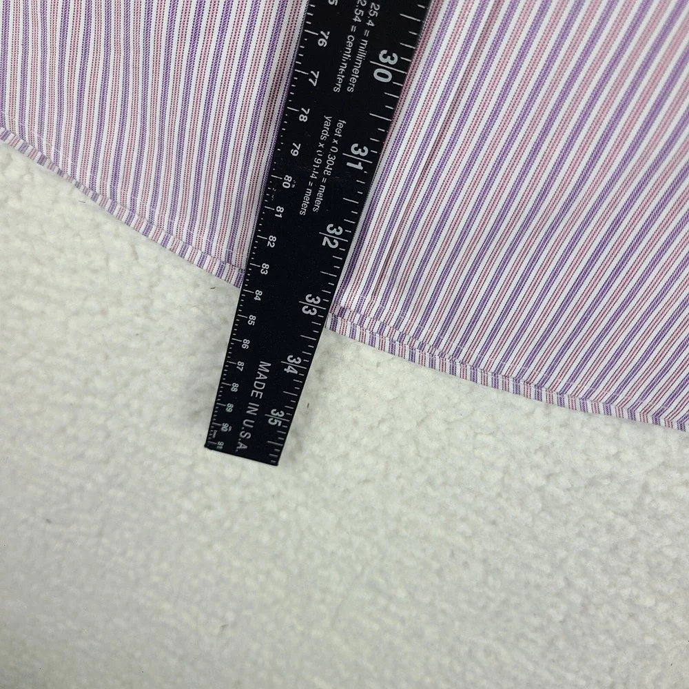 Eddie Bauer Dress Shirt Mens XL Purple Striped Wrinkle Resistant Relax Button Up
